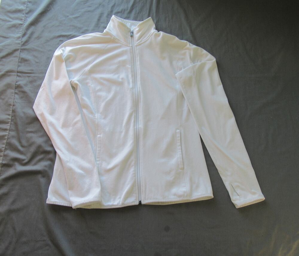 Tek Gear Hoodie Women's Large White Full Zip DryTek Performance Sweatshirt
